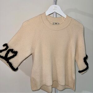 Fendi cream wool knitted sweater with 100% mink fur size XS
